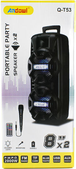 Andowl Karaoke Speaker With Wired Microphone And Lighting Effects Q-T53 Q-T53 Black