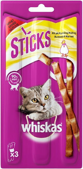 Whiskas Treats in Stick with Chicken Delicious Chicken Sticks for Adults 3pcs for Adult Cats 18gr
