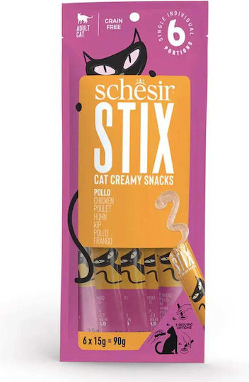 Schesir Katzenleckerlis mit Huhn für Katze 6 Stück 15 g