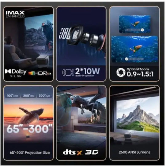 Hisense C2 Pro Мини 3D Проектор DLP 4K Ultra HD Лазерен с Wi-Fi и вградени високоговорители Черен