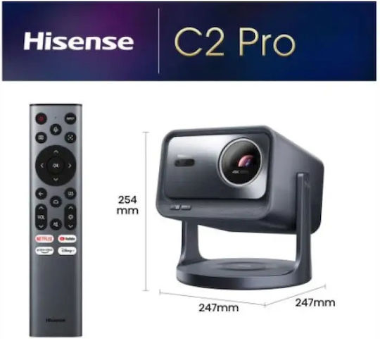 Hisense C2 Pro Мини 3D Проектор DLP 4K Ultra HD Лазерен с Wi-Fi и вградени високоговорители Черен