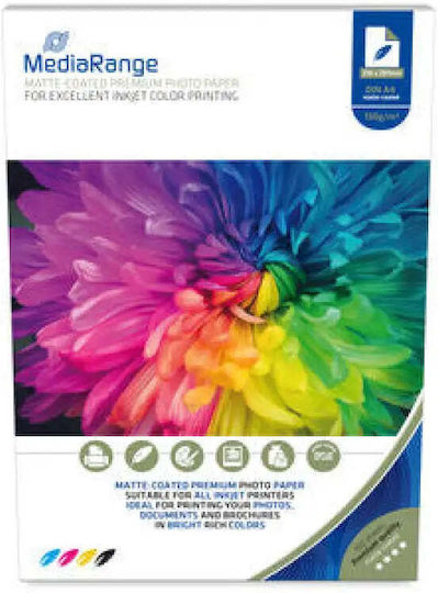 MediaRange Φωτογραφικό Χαρτί Matte A4 (21x30) 130gr/m² για Εκτυπωτές Inkjet 100 Φύλλα