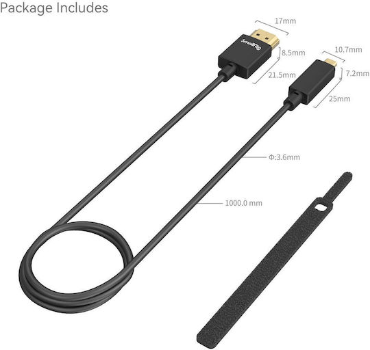 SmallRig 4795 Ултра Тънък 4K HDMI Кабел Full Micro 100см