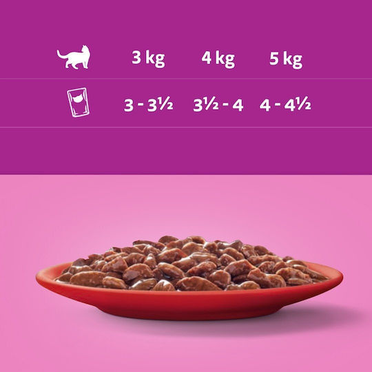 Whiskas Wet Food for Adult Cats in Pouches with Poultry Beef Chicken and Lamb 80x85gr