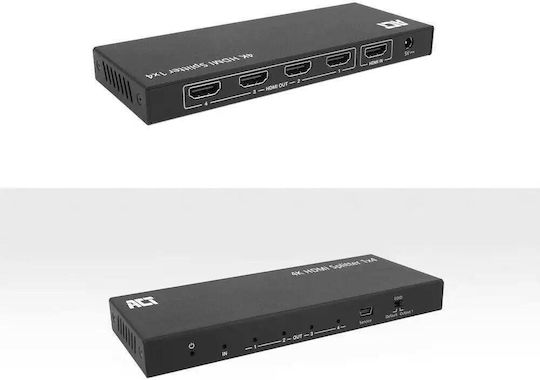 HDMI Сплитер ACT AC7832 От 1x HDMI F Към 4x HDMI F До 4K 3840x2160@50Hz Резолюция