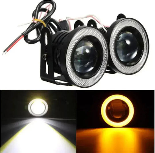 Σετ Προβολάκια Αυτοκινήτου Led Angel Eyes Κίτρινο Υψηλή Απόδοση Universal Tc-424