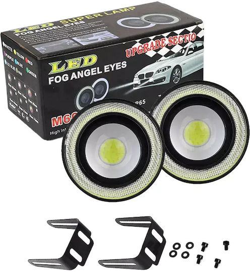 Σετ Προβολάκια Αυτοκινήτου Led Angel Eyes Κίτρινο Υψηλή Απόδοση Universal Tc-424