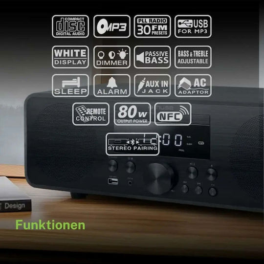 Muse Ηχοσύστημα 2.0 M-880FBC 80W με CD / Digital Media Player και Bluetooth Μαύρο
