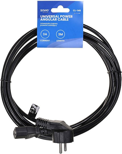 Savio Elmak Power cable Schuko - IEC C13 Kabel 3m Schwarz (CL-146)