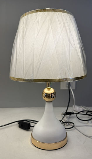 Alista Home Lampă de Masă Metalică pentru Soclu E27 cu Abajur Alb și Bază