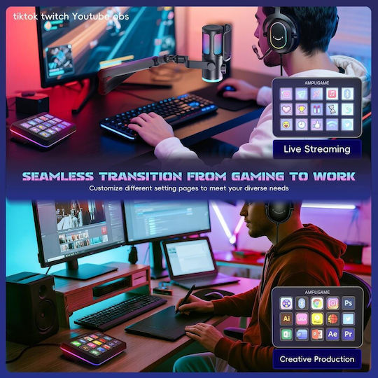 Fifine Stream Deck AmpliGame D6 Stream Controller Deck with RGB για PC