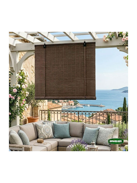 Grasher Bamboo Shading Blind In Brown Colour W90xH180cm