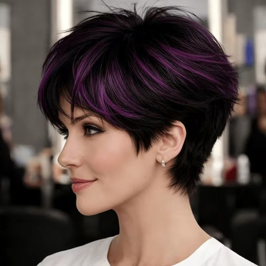 Animis Beauty Perucă cu Păr Sintetic în Culoare Violet