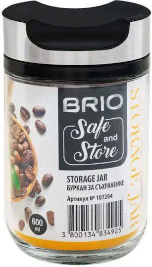 Brio Mate Βάζο Γενικής Χρήσης με Καπάκι από Ανοξείδωτο Ατσάλι Γκρι 600ml