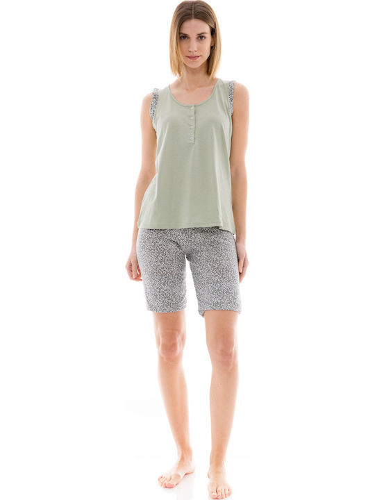 Pink Label Summer Women's Pyjama Shorts Aqua Flower
