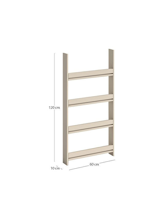 Wall Bookcase Wooden Beige 60x10x120cm