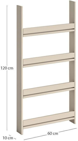 Βιβλιοθήκη Τοίχου Ξύλινη Μπεζ 60x10x120cm