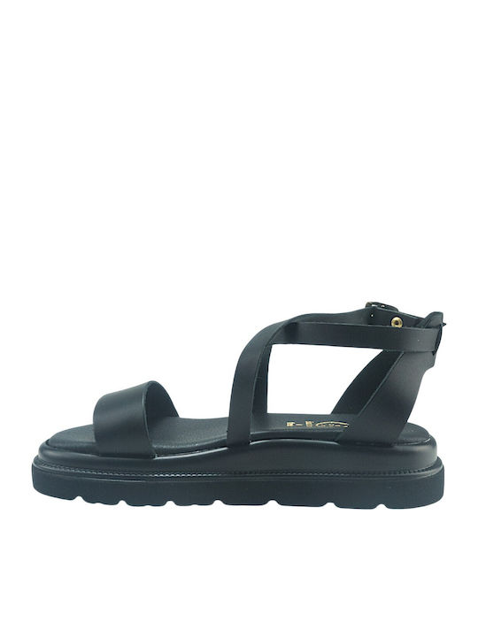 Damen Flache Sandalen Schwarz