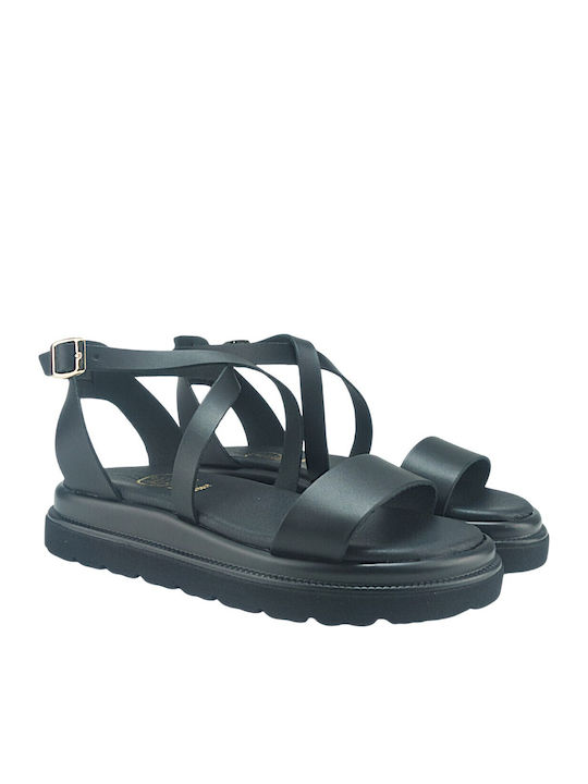 Damen Flache Sandalen Schwarz