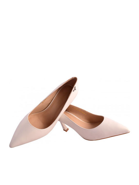 Leather Heels With Medium Ecru Heel