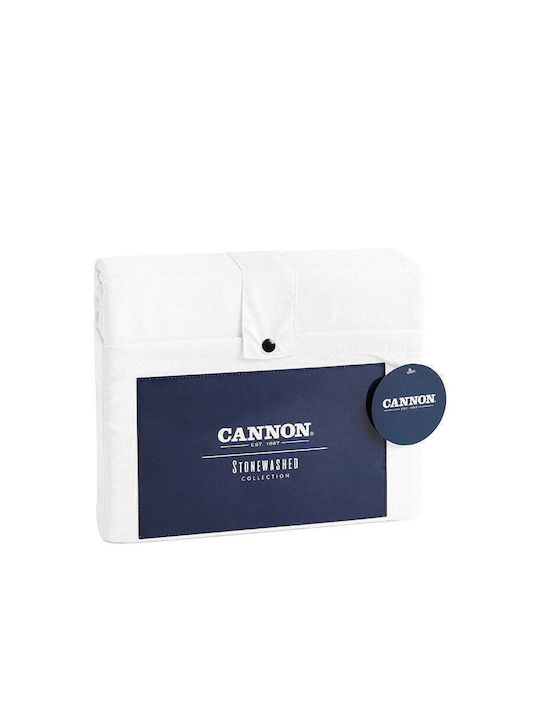 Cannon Сет Чаршафи с Ластик 160x200+35см. Stonewashed Бял 4бр