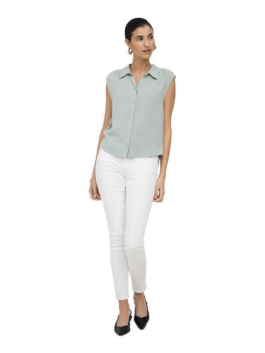 Sleeveless Women's Linen Shirt Abyss