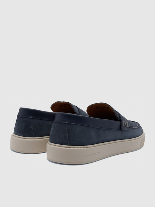 Suede Men's Loafers in Blue Colour