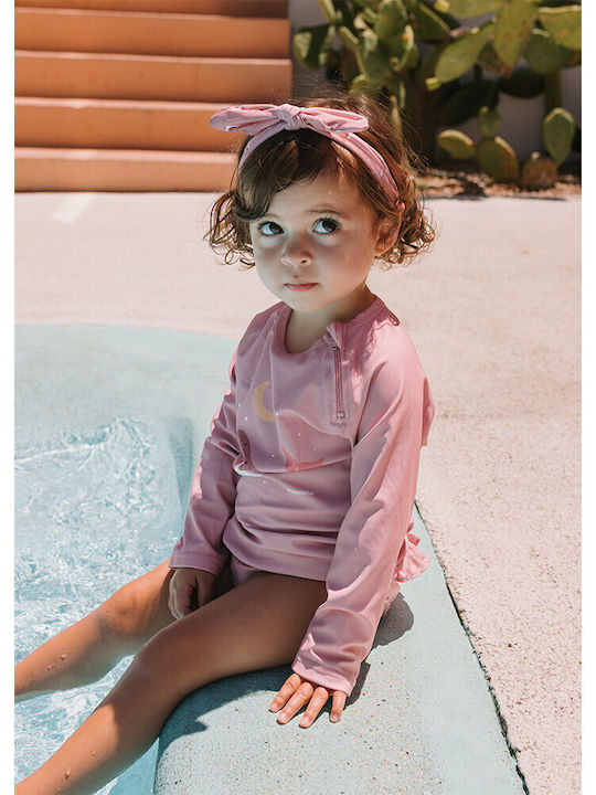 Tutete Kids Swimwear Rashguard With Long Sleeve Pink Whale