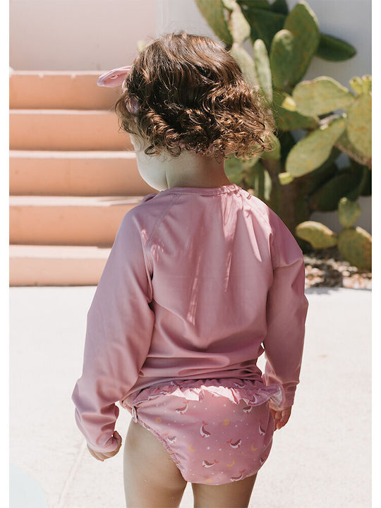 Tutete Kids Swimwear Rashguard With Long Sleeve Pink Whale