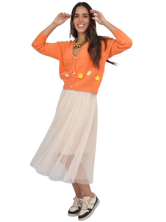 Women's Knitted Orange Cardigan