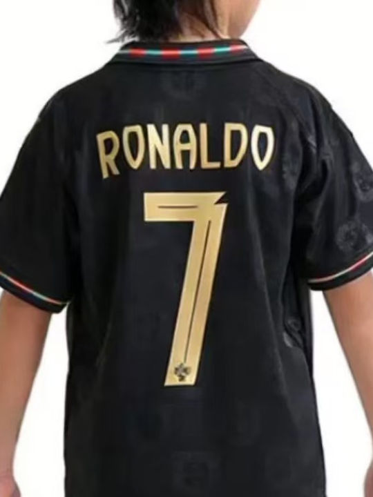 King Παιδικό Σετ Ποδοσφαίρου Ronaldo 2026 Black Polo Portugal Away