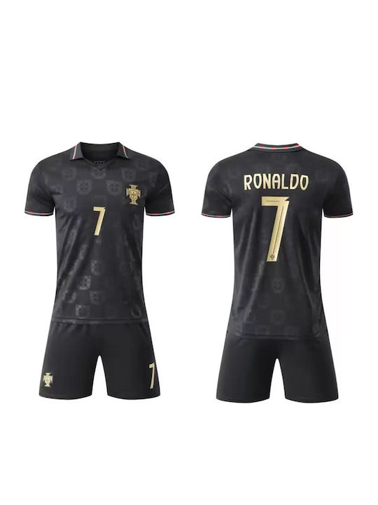 King Kids Football Set Ronaldo 2026 Black Polo Portugal Away