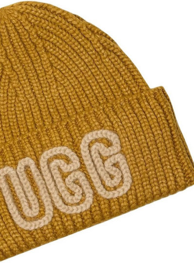 Chunky Beanie Damen Mütze mit Rib Strick in Gelber Farbe