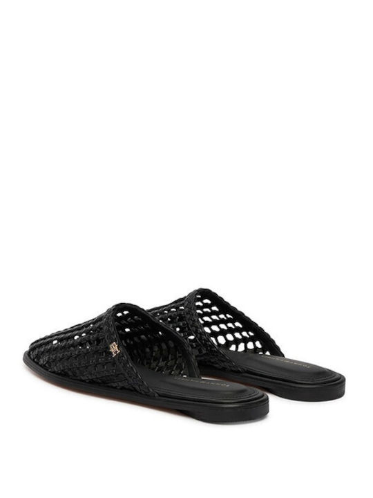 Flat Δερμάτινα Mules σε Μαύρο Χρώμα