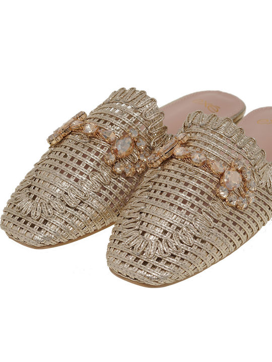 Flat Mules in Gold Farbe