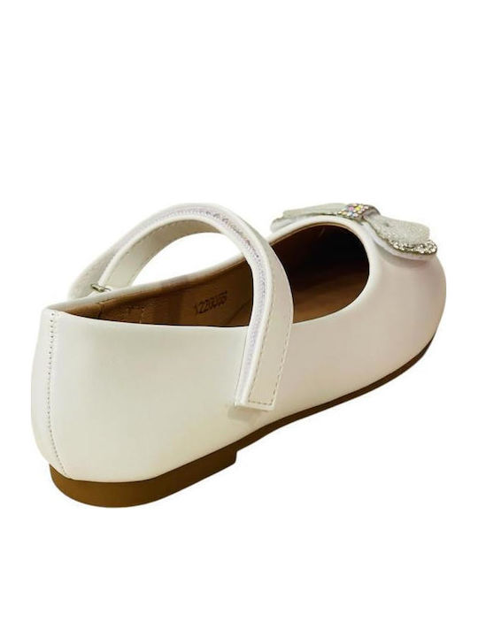 Pantofi și Balerini Pentru Copii Anatomici Cu Închidere Hoop & Loop De Piele Albi