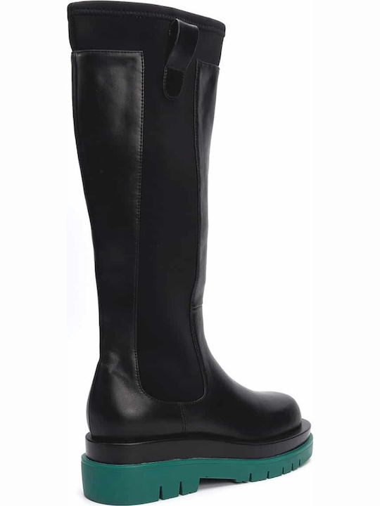 Women's Boots with Mid Heel & Elastic Green