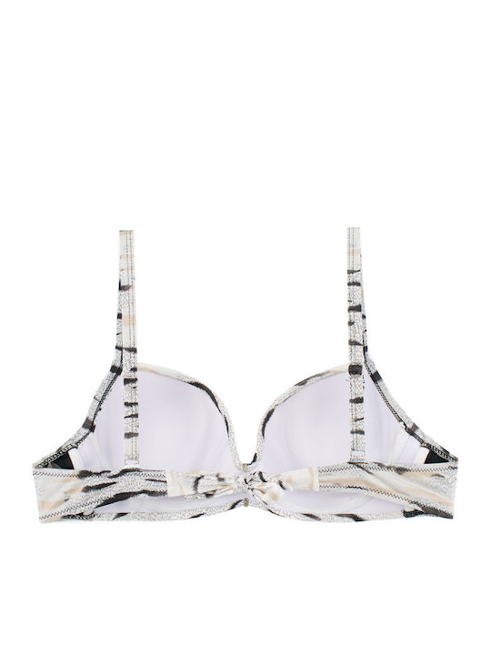Women's Bikini Swimsuit Underwire Gold Zebra White