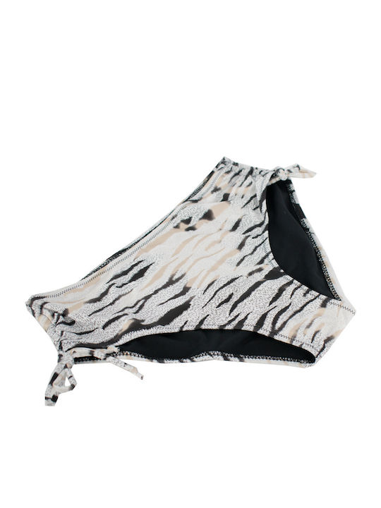 Women's Bikini Swimsuit Underwire Gold Zebra White