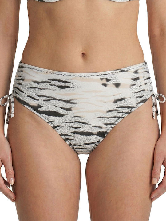 Women's Bikini Swimsuit Underwire Gold Zebra White