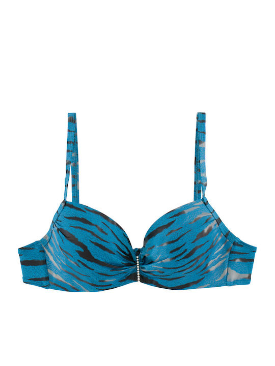 Set Bikini Animal Print Gold Zebra Γαλάζιο SQ69151 LIGHT BLUE S26