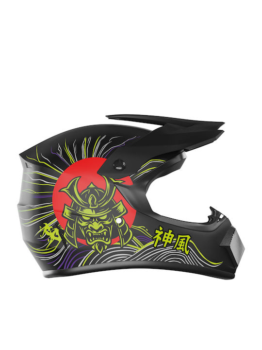Kamikaze Kinderfahrrad- / Rollerhelm Vollgesicht für Scooter Schwarz