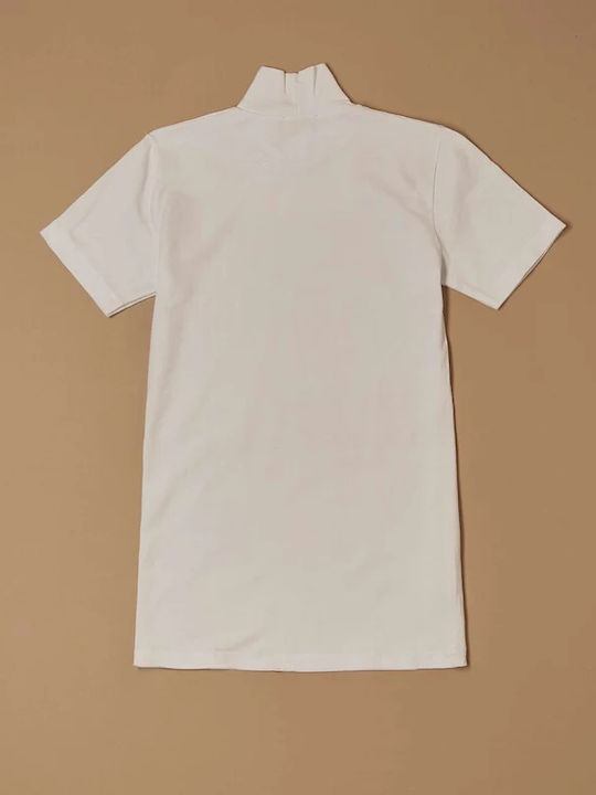 Short Sleeve White Women's T-Shirt Turtleneck
