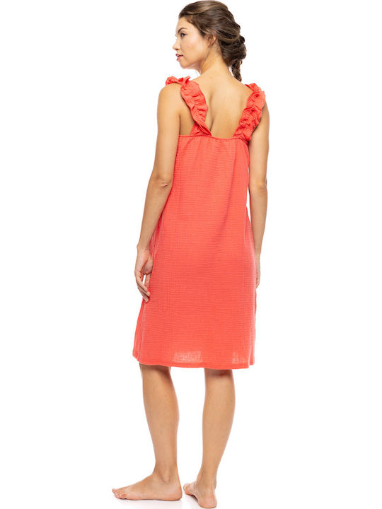 Pink Label Γυναικείο Φόρεμα Παραλίας Coral