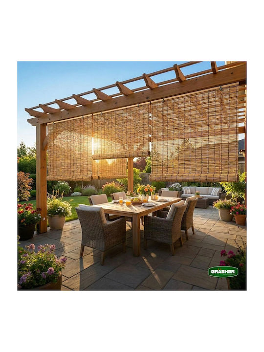 Grasher Bamboo Shading Blind In Brown Colour W120xH180cm