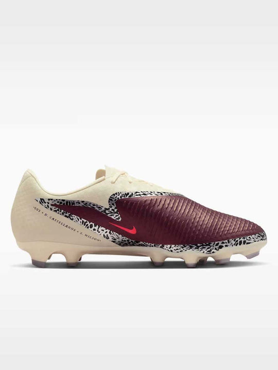 Nike United Phantom 6 Low Academy Football Shoes with Cleats FG Beige