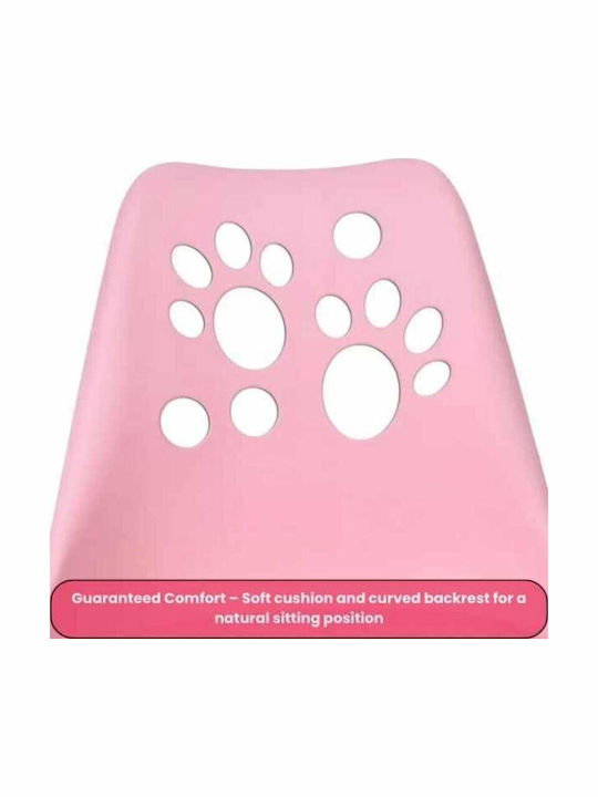 Mercaton Scaun Office 5 Roți din Cauciuc Pernă din Piele Ecologică Șezut Pp Cadru din Aluminiu 50 X 60 X 89 Cm Roz Căști Wireless Led cu Slot pentru Card Model cu Urechi de Pisică Roz