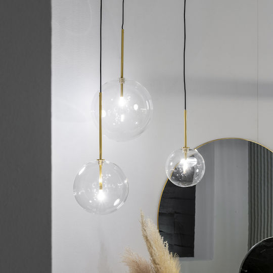 Ideal Lux Equinoxe Sp1 Κρεμαστό Φωτιστικό Ασημί με Ντουί G4 25x25εκ.