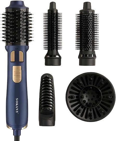 Sokany 1400w Hot Air Brush Interchangeable Attachments 360° Cord Night Blue
