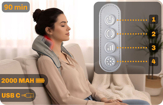 NEO Sport Shiatsu Massage Device for Neck Back Body and Hands with Heating Function Beige